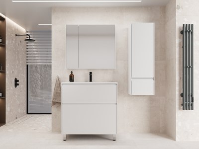 Тумба с умывальником Symbolite Лима 80 Line Plus 2 ящика + Line 80x48 (белый матовый) - 