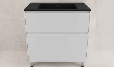 Тумба с умывальником Symbolite Лима 80 Line Plus 2 ящика + Line 80x48 (белый матовый/антрацит) - 