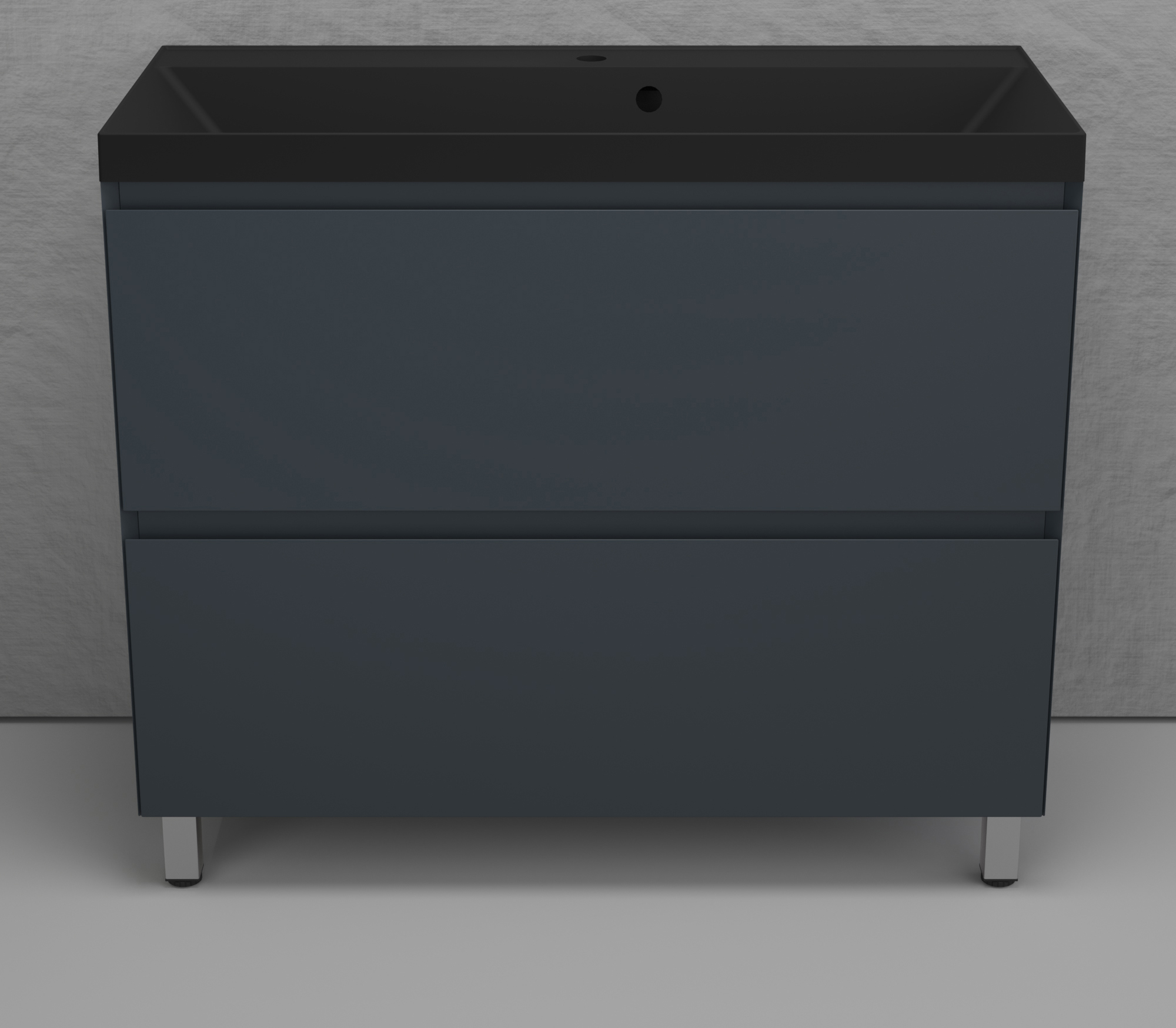 Тумба с умывальником Symbolite Манхэттен 100 Plus 2 ящика + Line 100x48 (графит/антрацит)