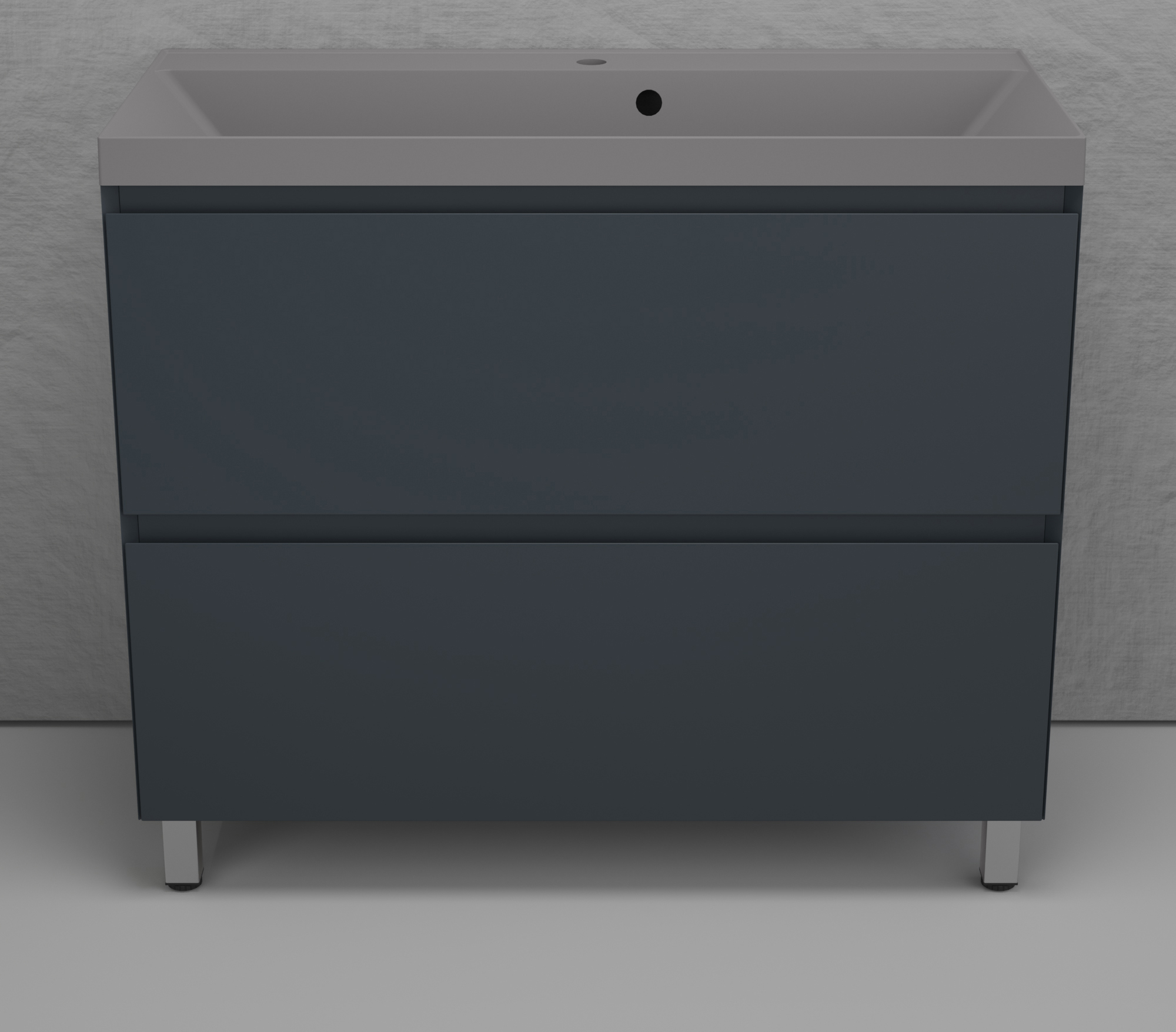 Тумба с умывальником Symbolite Манхэттен 100 Plus 2 ящика + Line 100x48 (графит/серый шелк)