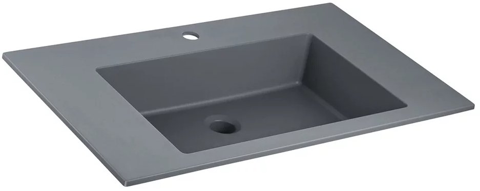 Тумба с умывальником Symbolite Манхэттен 100 Plus 2 ящика + Line 100x48 (графит/серый шелк) — фото 3
