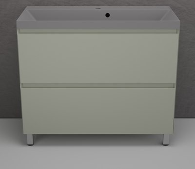 Тумба с умывальником Symbolite Манхэттен 100 Plus 2 ящика + Line 100x48 (олива/серый шелк) - 