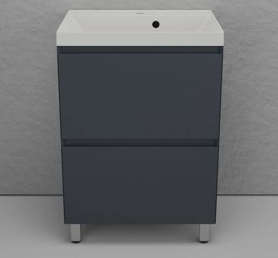 Тумба с умывальником Symbolite Манхэттен 60 Plus 2 ящика + Asti 60x45 (графит/жасмин) - 