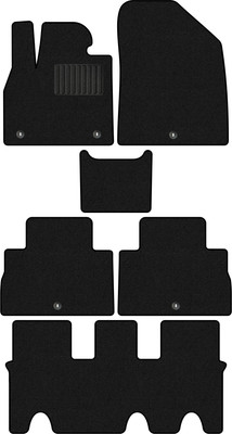 Комплект ковриков для авто Alicosta 2292_1_PR-6 для Hyundai Palisade SUV/LX2 2018-н.в.+3ряд (ворс, черный) - 