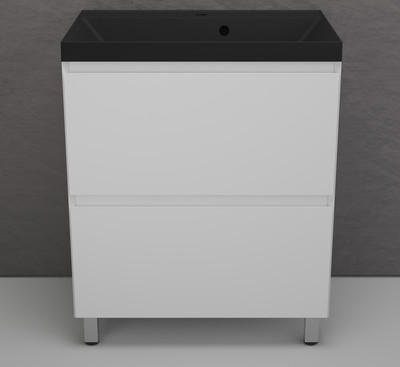Тумба с умывальником Symbolite Манхэттен 70 Plus 2 ящика + Asti 70x45 (белый матовый/антрацит) - 