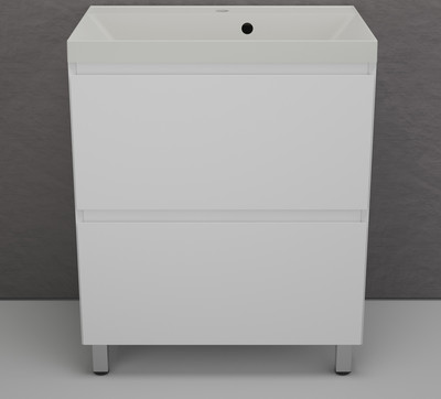 Тумба с умывальником Symbolite Манхэттен 70 Plus 2 ящика + Asti 70x45 (белый матовый/жасмин) - 