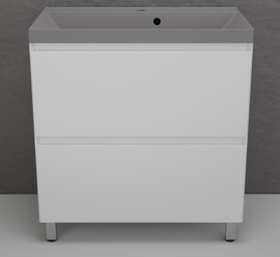 Тумба с умывальником Symbolite Манхэттен 70 Plus 2 ящика + Asti 70x45 (белый матовый/серый шелк) - 