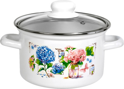 Кастрюля Лысьвенские эмали Букет гортензий / С-1610 САП2/4ЭК - 