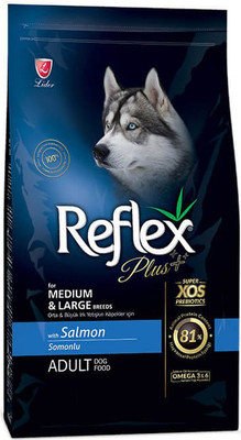 Сухой корм для собак Reflex Plus Для взрослых собак средних и крупных пород с лососем (12кг) -