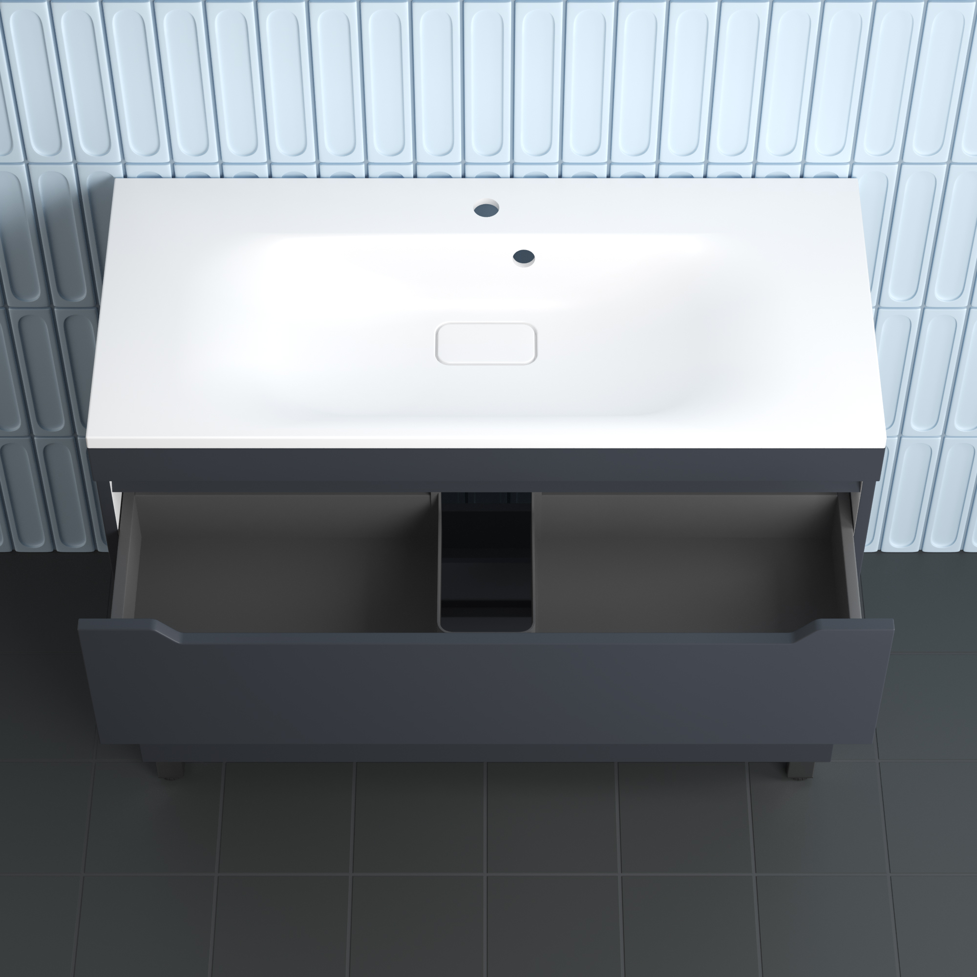 Тумба с умывальником Symbolite Остин 100 Plus 2 ящика + Фортуна 100x45 (графит) — фото 6