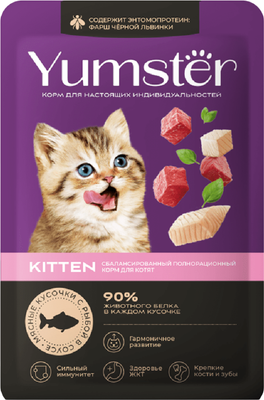 Влажный корм для кошек Yumster Для котят С рыбой в соусе (85г) - 