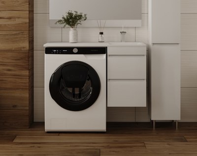 Тумба с умывальником Symbolite Даллас 100 Люкс Plus + Estetus Даллас 100x48 (подвесная, правый, эмаль белый) - 