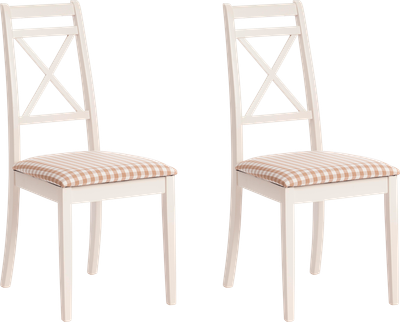 Набор стульев Tetchair Picasso 45x53x97 (2шт, дерево гевея/Ivory White/слоновая кость/ткань клетка мелкая) - 