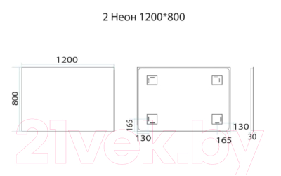 Зеркало Misty Неон 2 120x80 / П-Нео12080-2ПРКВДВП