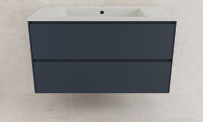 Тумба с умывальником Symbolite Лима 100 Line Plus 2 ящика + Line 100x48 (подвесная, графит/жасмин) - 