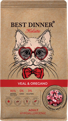 

Сухой корм для кошек, Holistic Hypoallergenic Adult Cat Veal&Oregano
