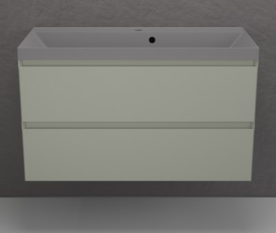 Тумба с умывальником Symbolite Манхэттен 100 Plus 2 ящика + Asti 100x45 (подвесная, олива/серый шелк) - 