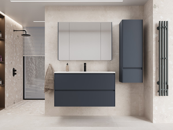 Тумба с умывальником Symbolite Лима 100 Line Plus 2 ящика + Line 100x48