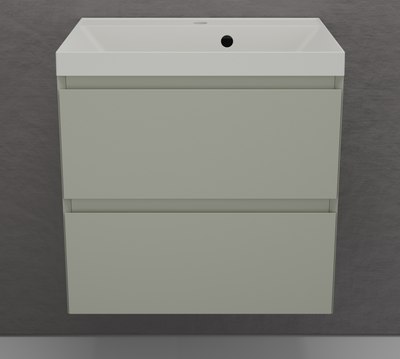 Тумба с умывальником Symbolite Манхэттен 60 Plus 2 ящика + Asti 60x45 (подвесная, олива/жасмин) - 