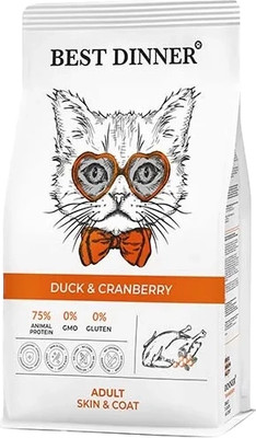 Сухой корм для кошек Best Dinner Adult Cat Duck & Cranberry (10кг) - 