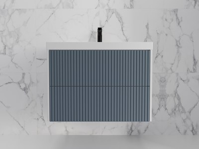 Тумба с умывальником Symbolite Стокгольм 80 Classic Push 2 ящика + Andrea Classic 80x45x15.4 (подвесная, графит софт) - 