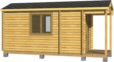 

Хозблок деревянный, 6x2.3 с крыльцом