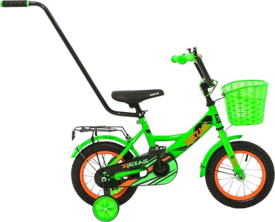 Детский велосипед с ручкой ZigZag Classic 12 / ZG-1202 (зеленый) -