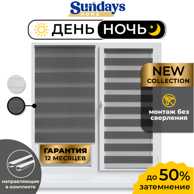 Рулонная штора Sundays Home ДН LB 111-10 72х160 с 2-мя направляющими LM-15 150см (графитовый) - 