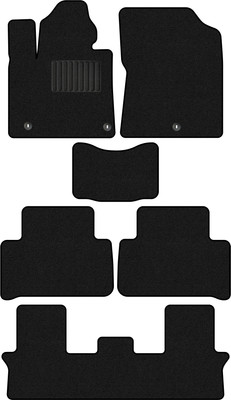 Комплект ковриков для авто Alicosta 1761_1_PR-6 для Kia Sorento IV SUV 7мест/MQ4 2020-н.в.+3 ряд (ворс, черный) - 