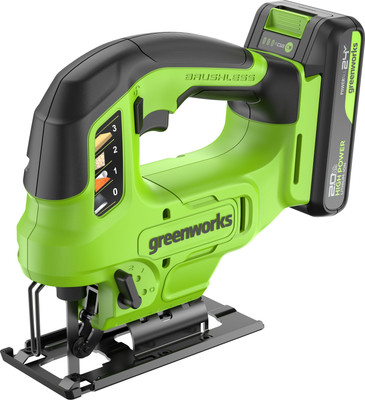 Электролобзик Greenworks GD24JS90 бесщеточный 24V / 3601707CUA (с АКБ 2Ач и ЗУ) -