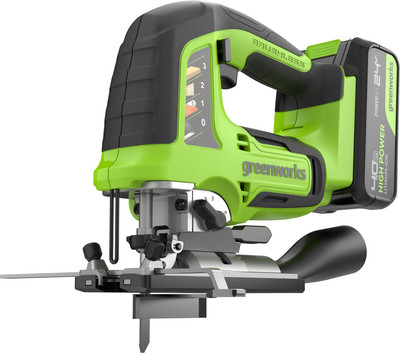Электролобзик Greenworks GD24JS120 бесщеточный 24V / 3601407CUB (с АКБ 4Ач и ЗУ) -