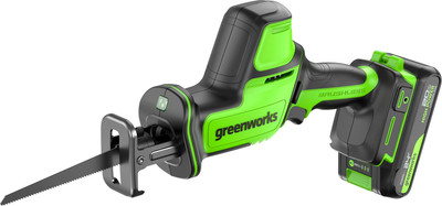 Сабельная пила Greenworks GPT-CRS-25 бесщеточная 24V / 1200507CUA (с АКБ 2Ач и ЗУ) -