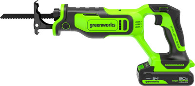 Сабельная пила Greenworks GPT-BLRS-1 бесщеточная 24V / 1200607CUA (с АКБ 2Ач и ЗУ) -