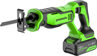 Сабельная пила Greenworks GPT-BLRS-1 бесщеточная 24V / 1200607CUB (с АКБ 4Ач и ЗУ) -