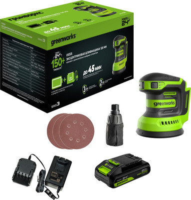 Эксцентриковая шлифовальная машина Greenworks OS325 / 3100907CUA -