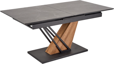 Обеденный стол Halmar Volant 160-200x90 (черный мрамор/дуб золотой) - 