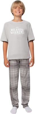 Пижама детская Mark Formelle 563335 (р.116-60-54, мрамор/серая клетка) - 