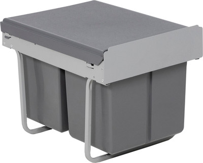 Корзина мусорная выдвижная AKS 18+18л 400мм / 90 609 (серый) - 