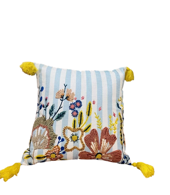 Чехол на подушку Arya Bright Flowers / 8680943256560 (белый/голубой) - 