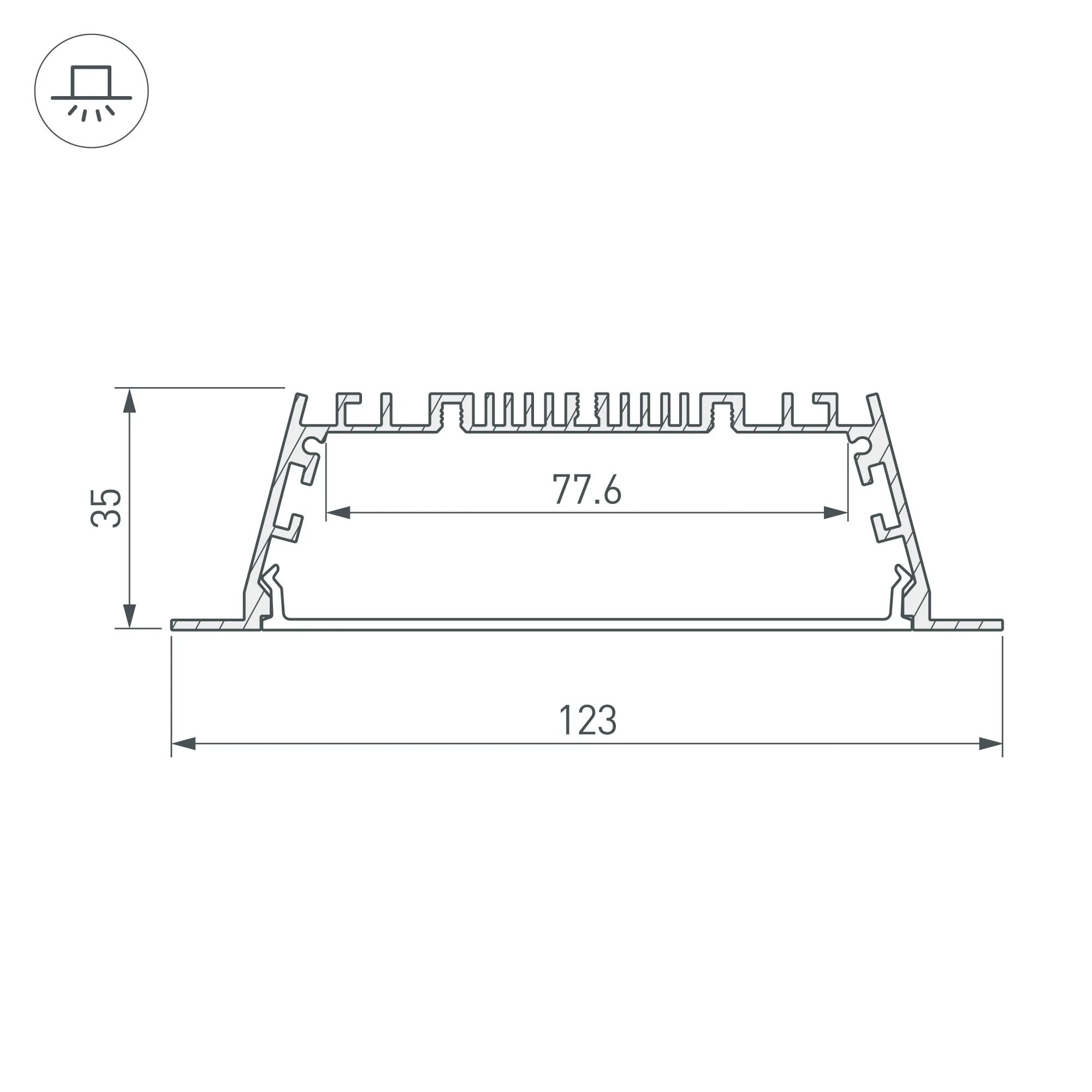Профиль для светодиодной ленты Arlight ARH-POWER-W120-F-2000 ANOD / 027928 — фото 4