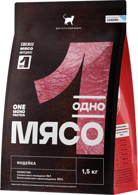 Сухой корм для кошек Одно Мясо Для взрослых кошек с индейкой (1.5кг) - 