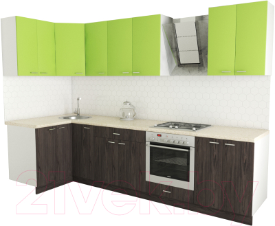 Готовая кухня Хоум Лайн Луиза Люкс 1.2x3.0 (флитвуд серая лава/зеленый лайм)