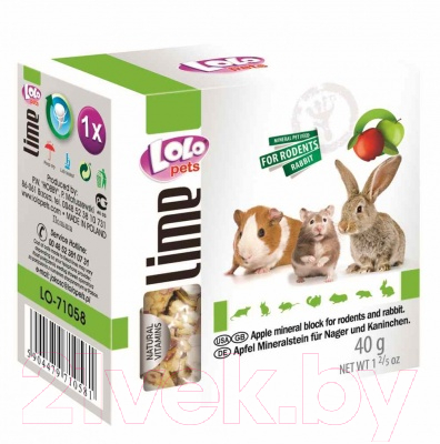 Кормовая добавка для животных Lolo Pets Минеральный камень с яблоком для грызунов / LO 71058 (40г)