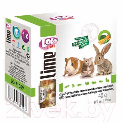 Кормовая добавка для животных Lolo Pets Минеральный камень с овощами для грызунов / LO 71059 (40г)