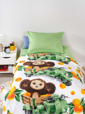 

Комплект постельного белья, Чебурашка на мопеде 1.5сп / 500093-1+510333-18