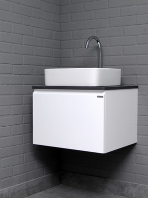 Тумба под умывальник Домино Joy 46 подвесная с двумя ящиками В2 / DS4304T (графит) -