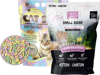 Сухой корм для кошек Natura Wild Kitten с курицей (2кг + АКЦИЯ Наполнитель Cat Step 6л) - 