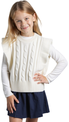 Жилет детский Amarobaby Pure Love School Vogue / AB-OD25-PLSVG1001/33-128 (р.128, молочный) -
