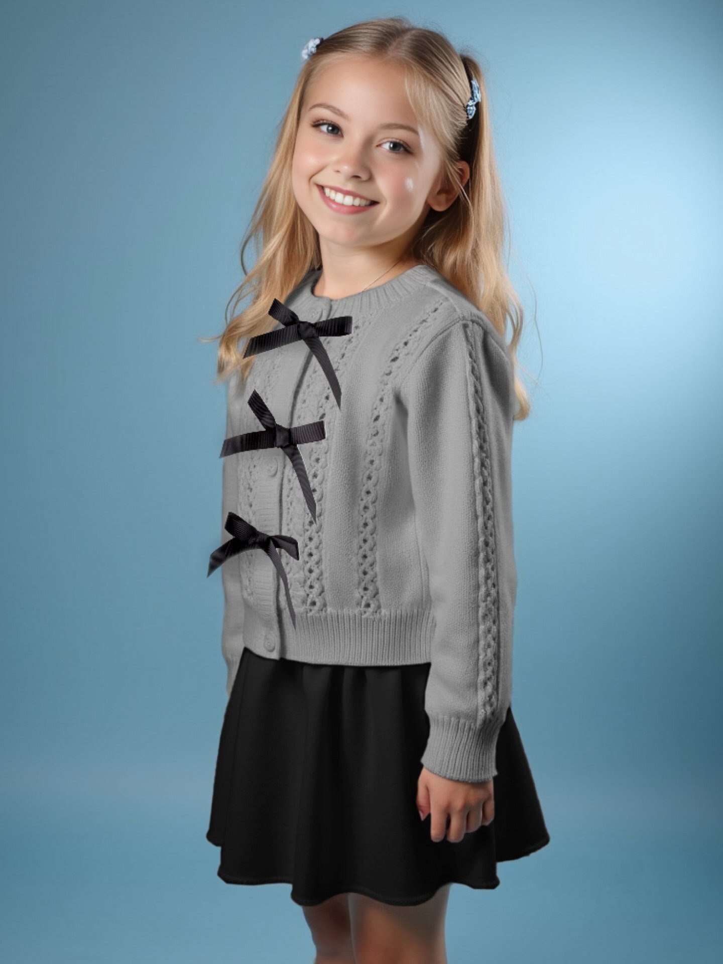 Кофта детская Amarobaby Pure Love School Lady / AB-OD25-PLSL1901/11-140 (р.140, серый) — фото 5