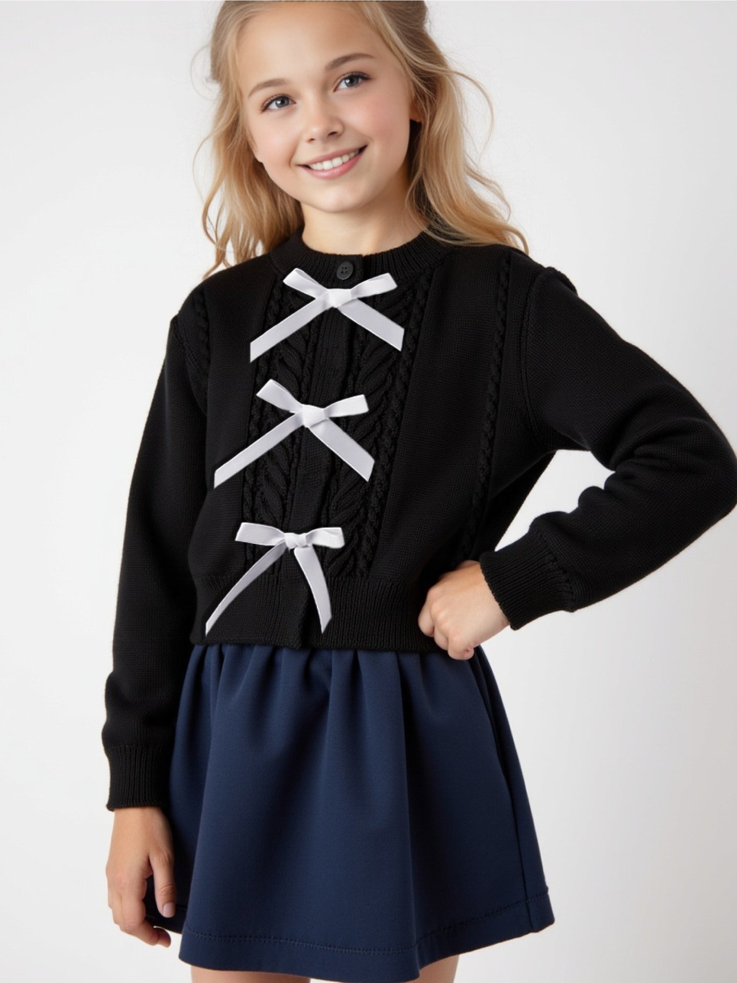 Кофта детская Amarobaby Pure Love School Lady / AB-OD25-PLSL1901/09-134 (р.134, черный) — фото 6